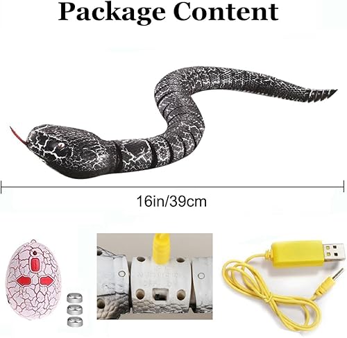 Miniatura 4 de Vicketoy Juguete de serpiente a control remoto, juguete realista de serpiente a control remoto, robot recargable por USB, modelo de serpiente de