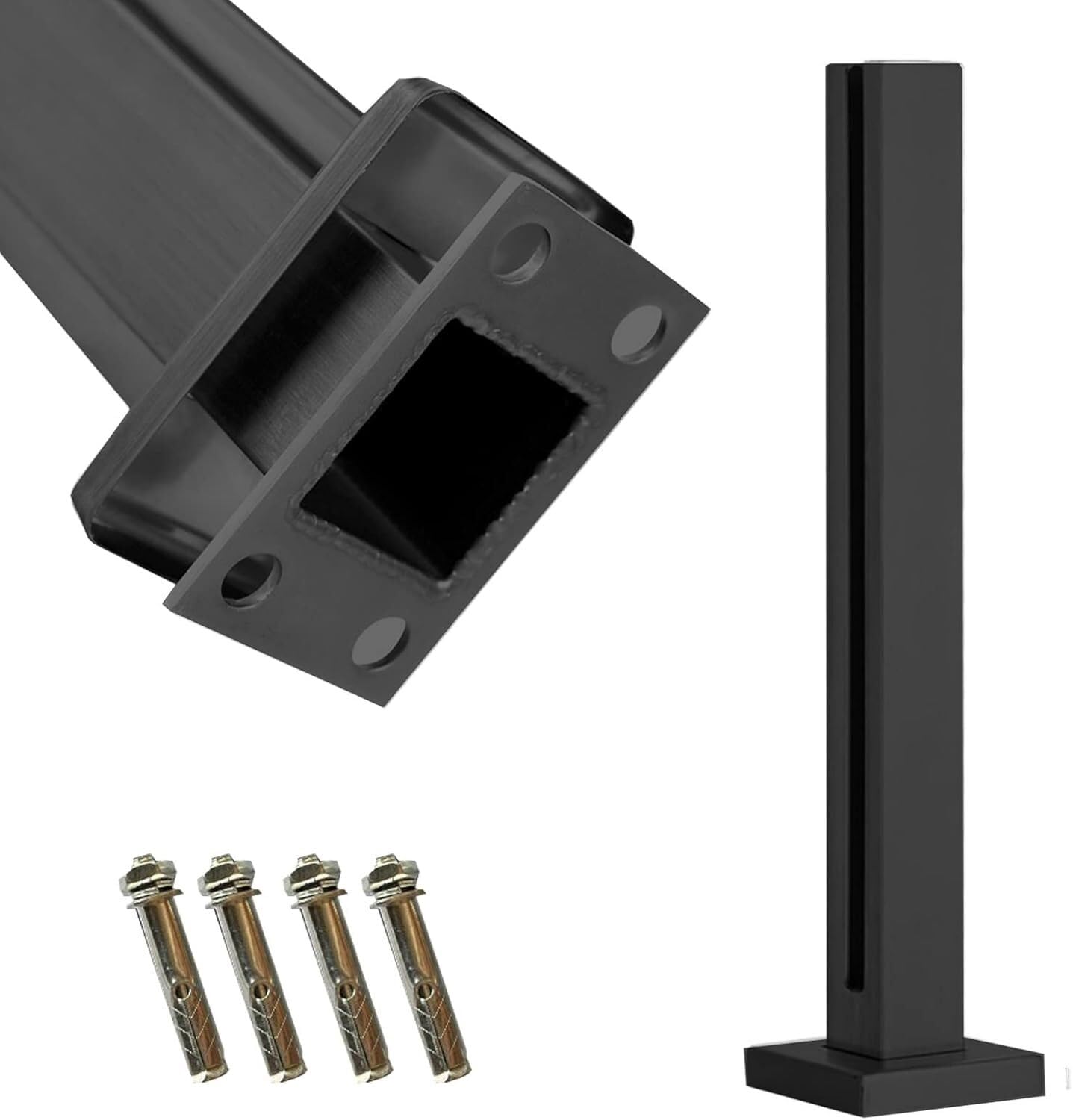 Poste de barandilla de vidrio final de 105 cm negro para suelo 8