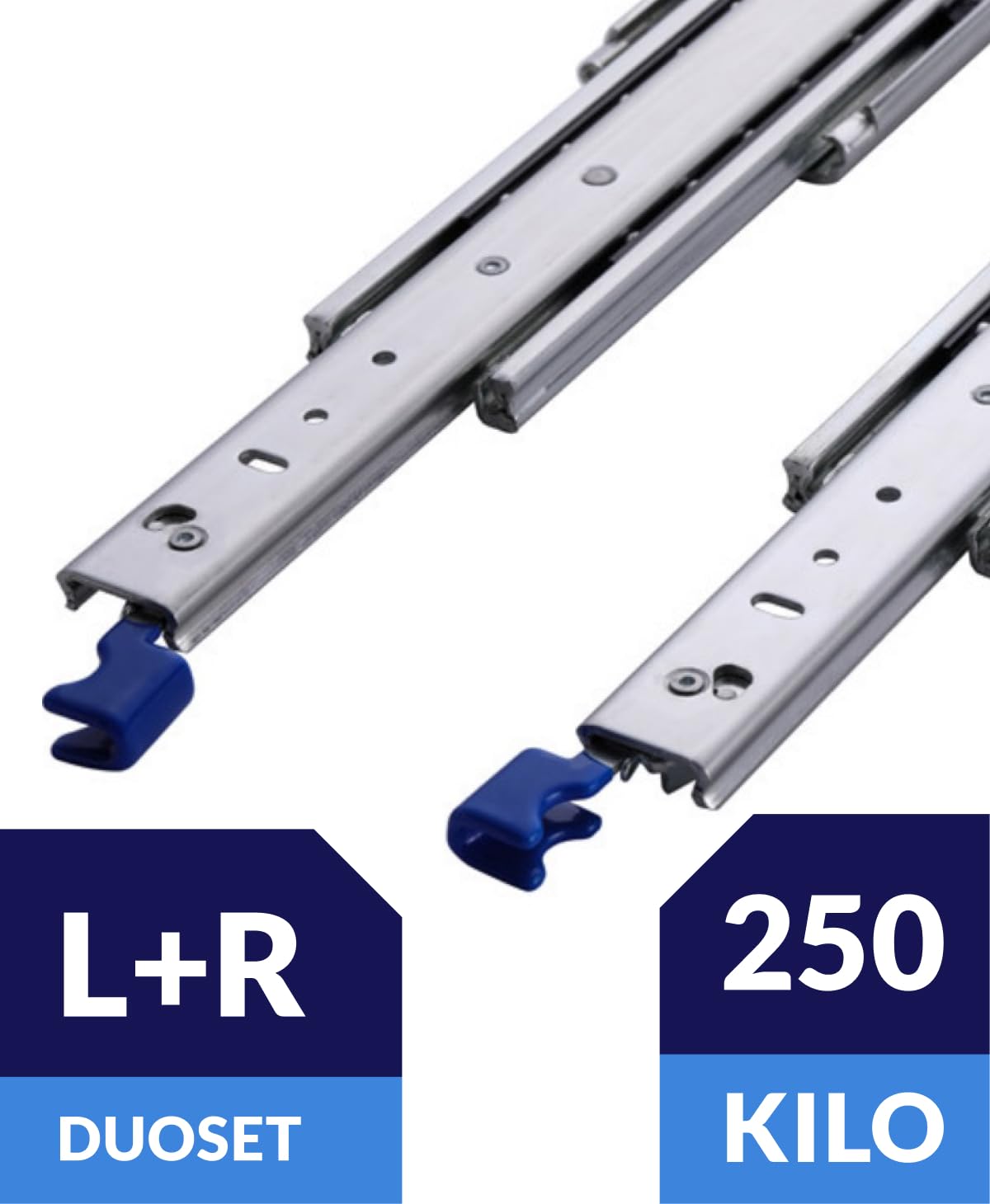 BRASOM Auszugsschienen mit Schubladenhalterunge - 2 Stück, 500mm, Schwerlastauszug 250kg, 20 inch, Heavy Duty Schubladen Schienensystem, Kugellager