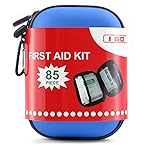 I GO 85 Pieces Hard Shell Mini Compact First Aid Kit, Small Personal Emergency Survival Kit for Travel Hiking Camping Backpacking Hunting Marine Car, Blue