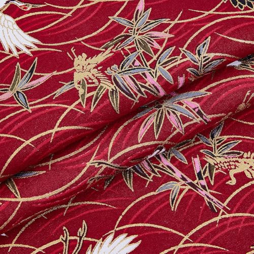 Red Crane Gilded Fabric