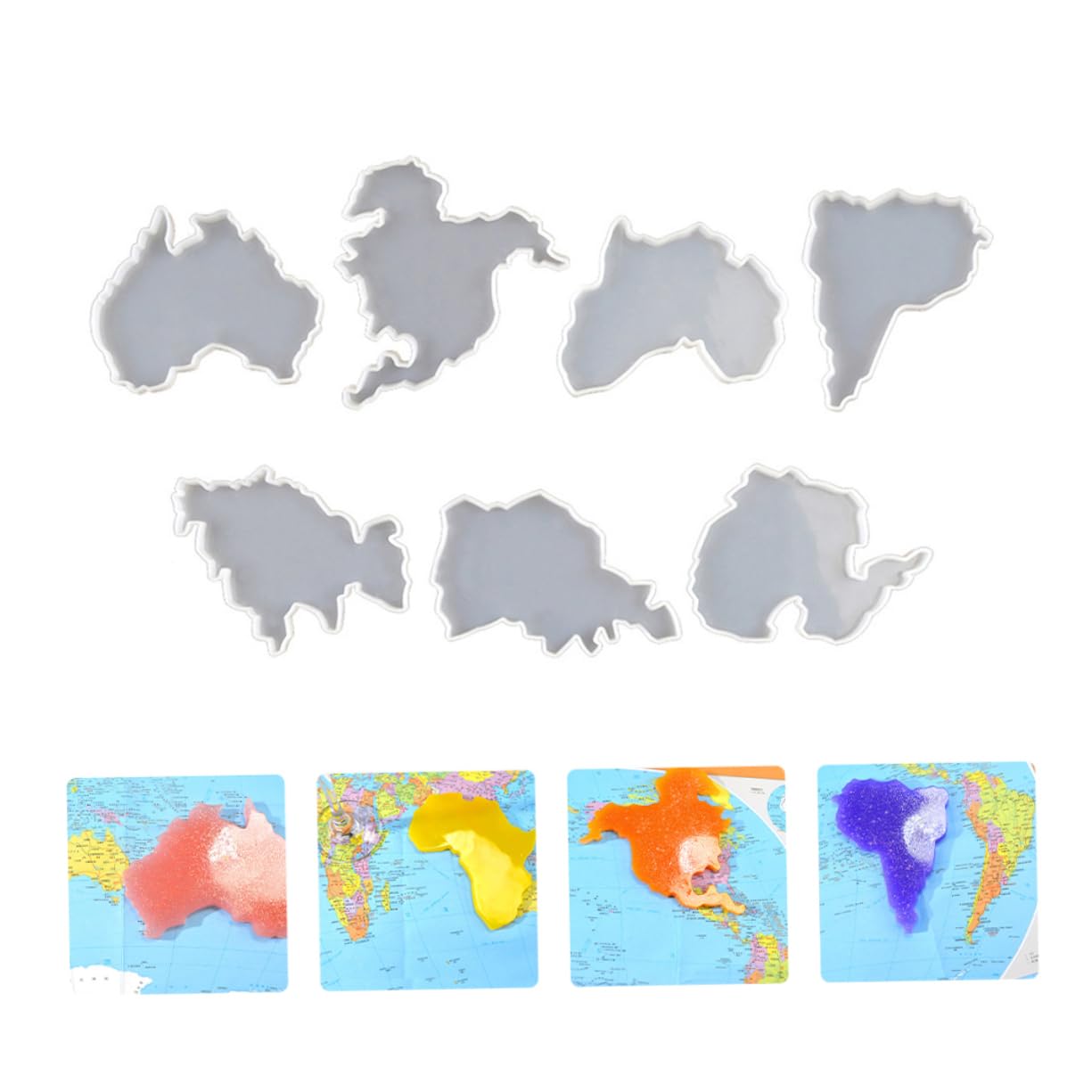 STOBOK Stampi in Silicone Flessibili e Facili da Pulire 8 Pezzi per Sottobicchieri a Forma di Continente per Fai da Te e Lavori Artigianali