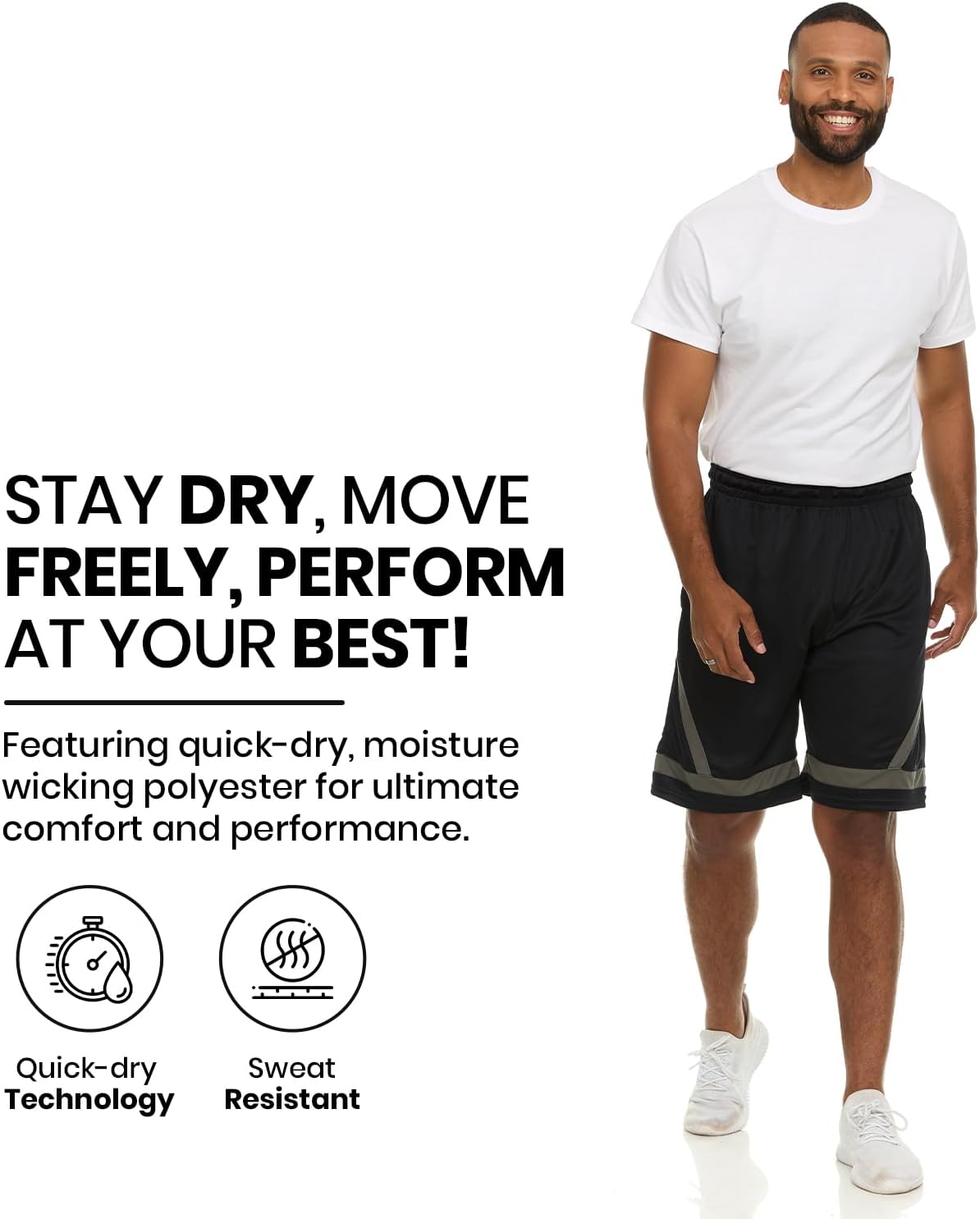 Essential Elements Men’s Athletic Shorts 4 Pack – Quick-Dry Moisture Wicking Basketball, Gym & Workout Shorts with Pockets - Image 4