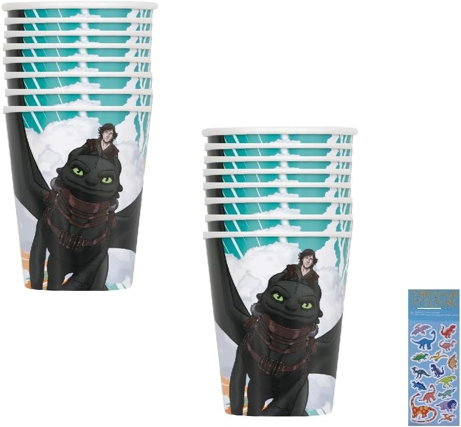 Unique How to Train Your Dragon Birthday Party Supplies Bundle Pack includes Party Paper Cups - 16 Count