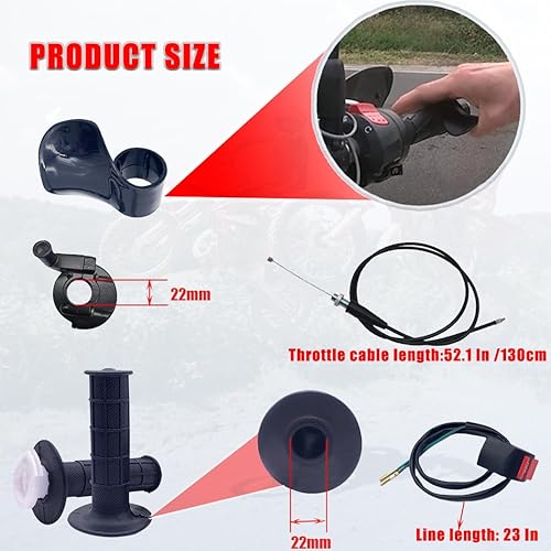 Miniatura 5 de Nuevos juegos de empuñaduras de mango de acelerador giratorio de 0.866 in, se adapta a la mayoría de 50 cc, 110 cc, 125 cc, 250 cc, Coleman CT200U,