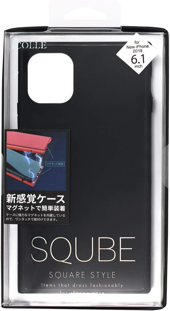 Fujimotodengyo J19M-SQ03BK iPhone 11 Square Premium Case, Magnetic Closure, Easy Installation, Black