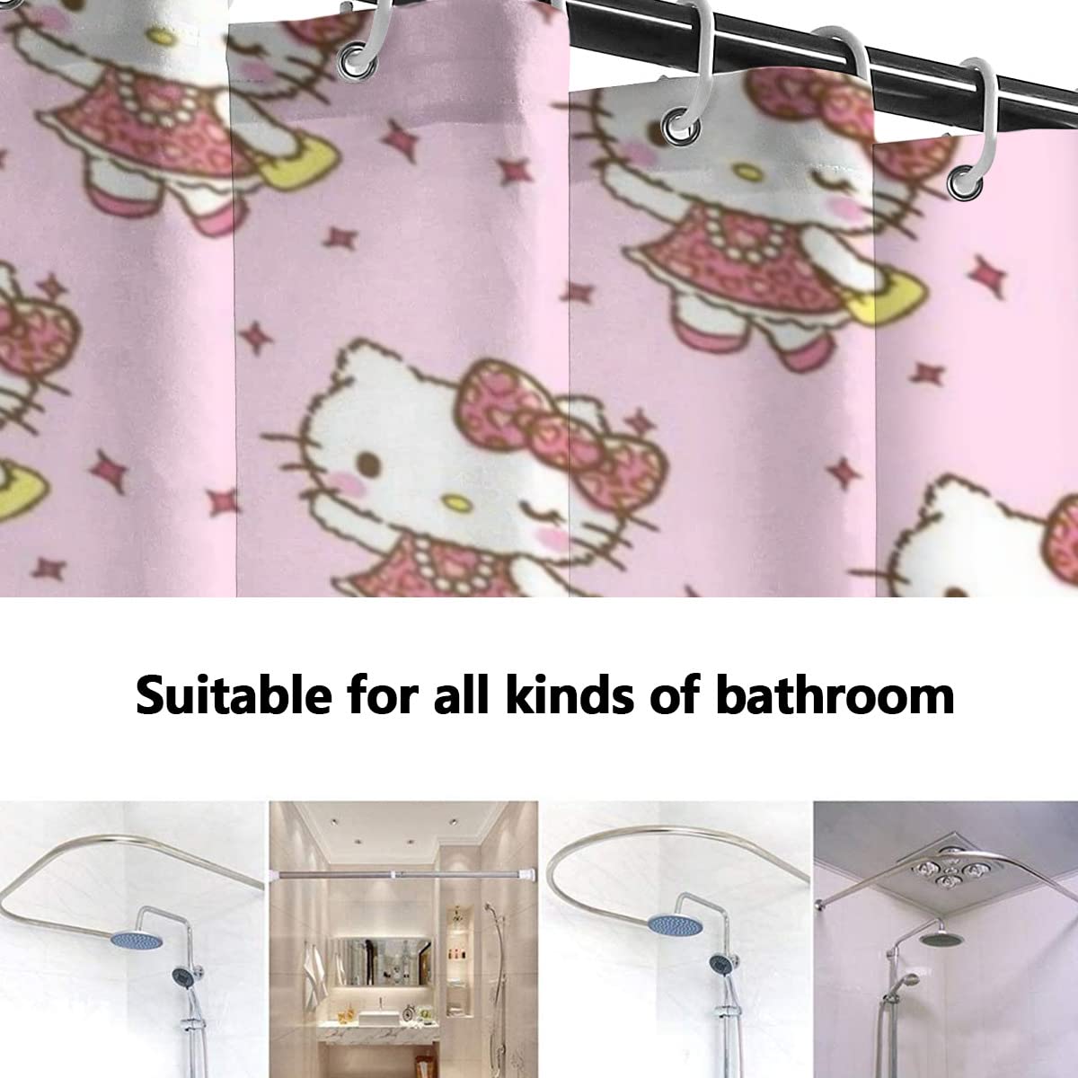 Amazon｜シャワーカーテン ハローキティ (4) 速乾 お風呂用 ユニット