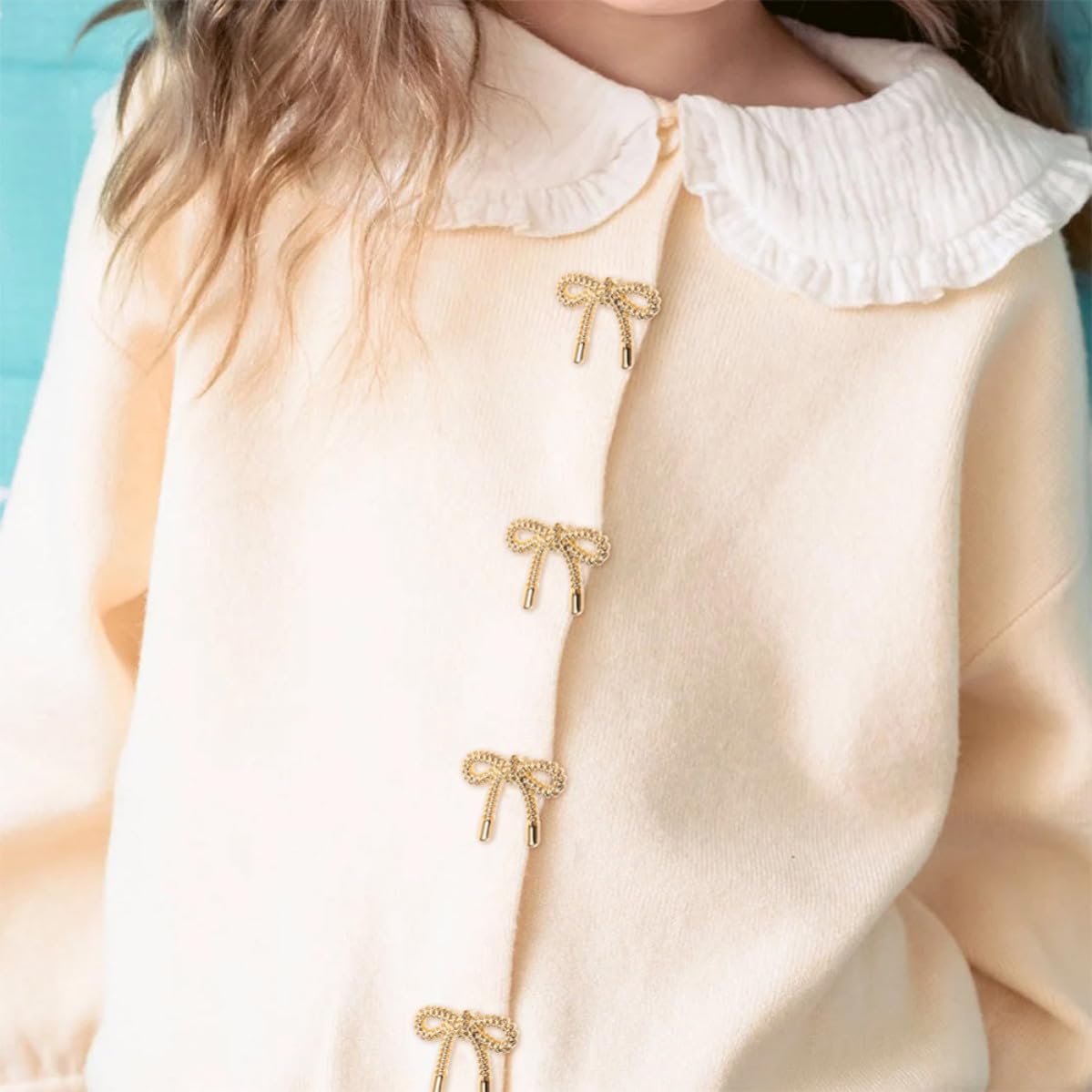 Operitacx 75 Pezzi Bottoni a Fiocco per Donna, Decorativi, in Lega, Oro