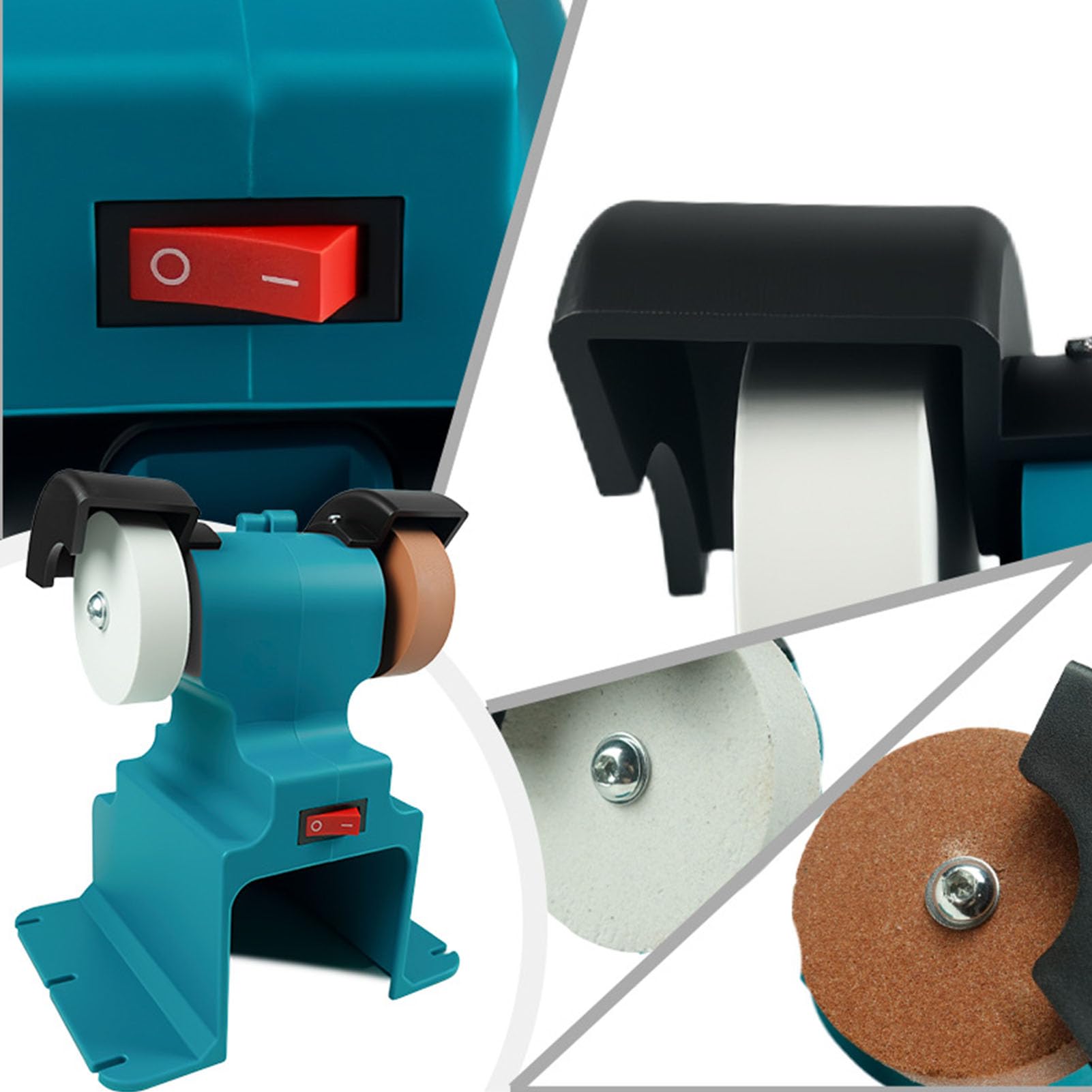 XUMIUZIY Mini Smerigliatrice da Banco Levigatrice Elettrica Piccola Lavorazione Artigianale in Metallo Legno Lucidatura 200 W Blu per Lucidatura di Gioielli