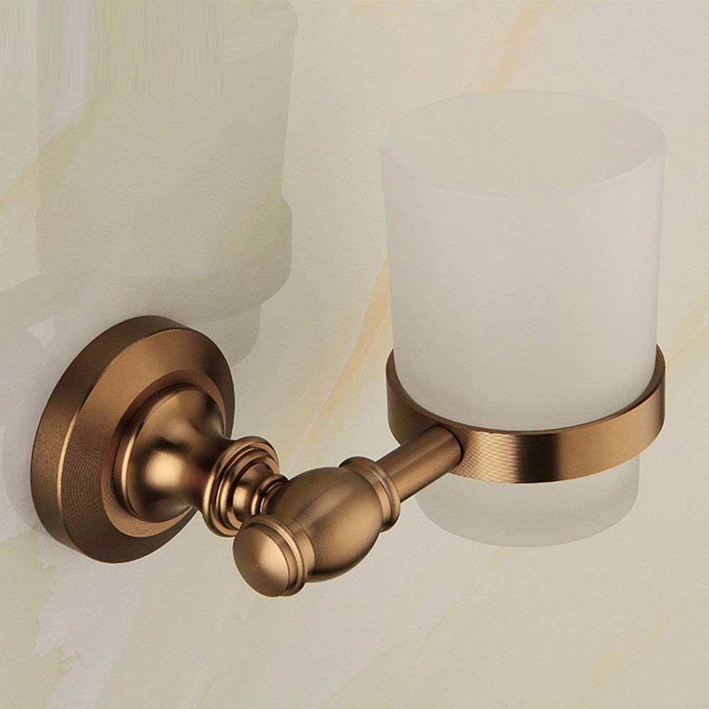 GZZ European-Style Antique Aluminium Halterung und Glas Zahnputzbecher Set, Home Badezimmer an der Wand befestigte Metall Anhänger