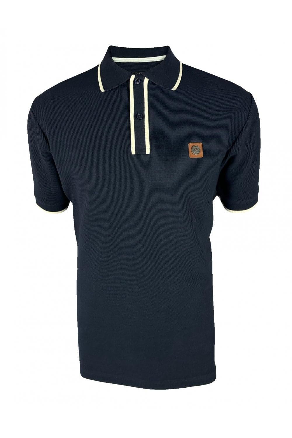 Trojan Men's Navy Ottoman Stripe Trim Short-Sleeve Polo Shirt - Tr/9080