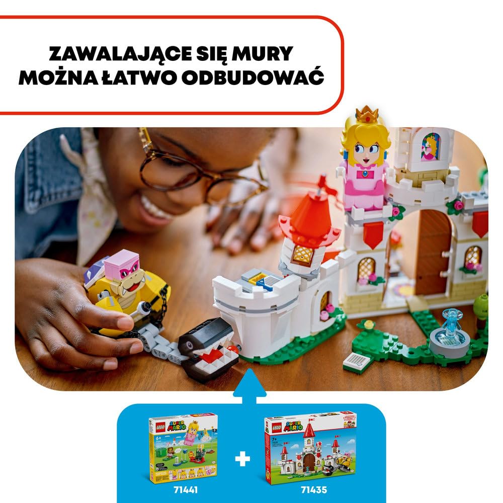 LEGO Super Mario Roy i bitwa na zamku Peach, Interaktywna Zabawka dla Dziecka do Zbudowania z 3 Figurkami, Pomysł na Prezent dla 7-latka, Chłopca i Dziewczynki, Zestaw Przygodowy dla Gracza, 71435