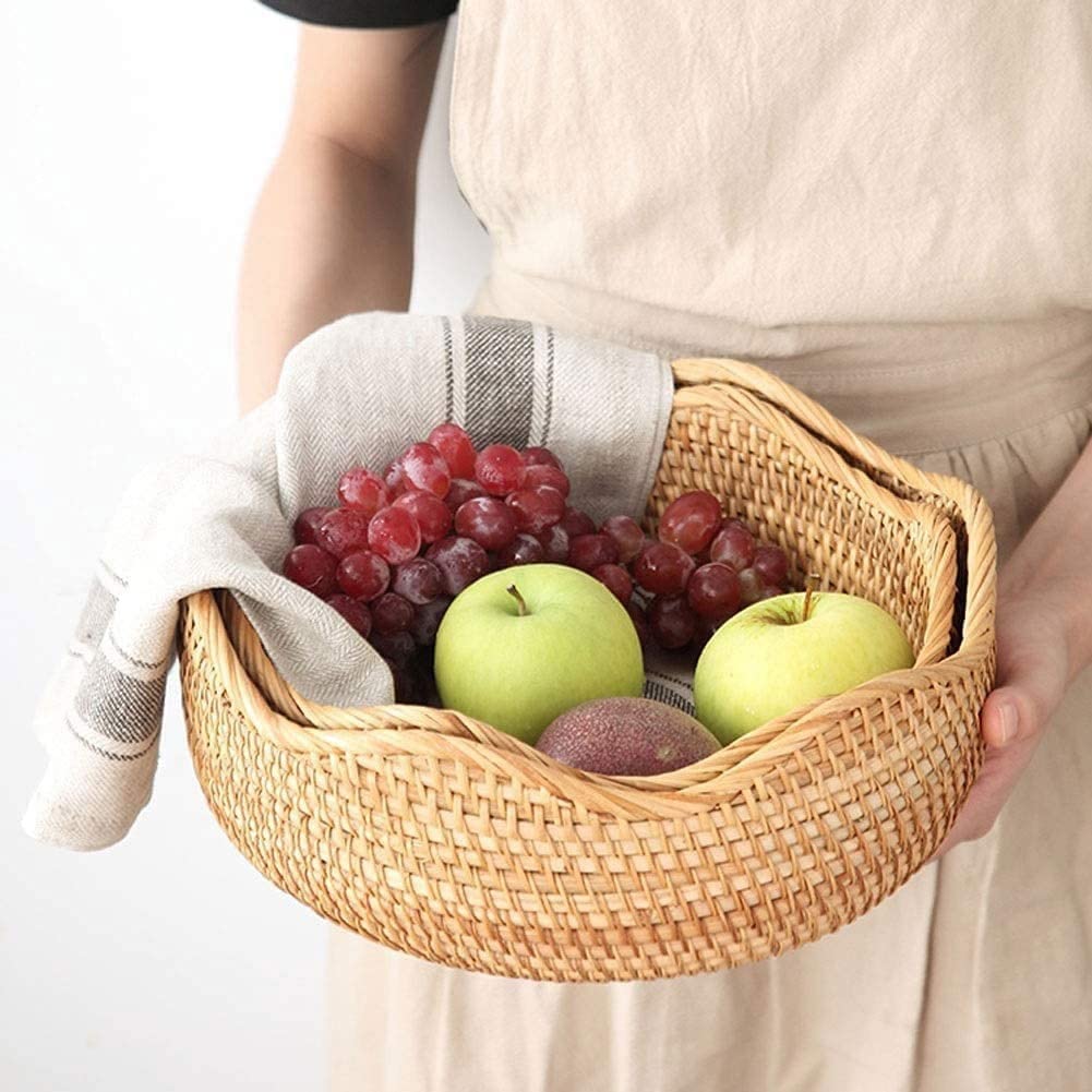 Patera na Owoce Miska na Owoce Kosz na Owoce Rattan Przechowywanie Kosz Ręcznie Tkany Wielofunkcyjny Kosz Owocowy Salon Bread Kosz Wiklinowy Wiklinowy Kosz Dekoracje Wykwintne prezenty Stojak na Owoce