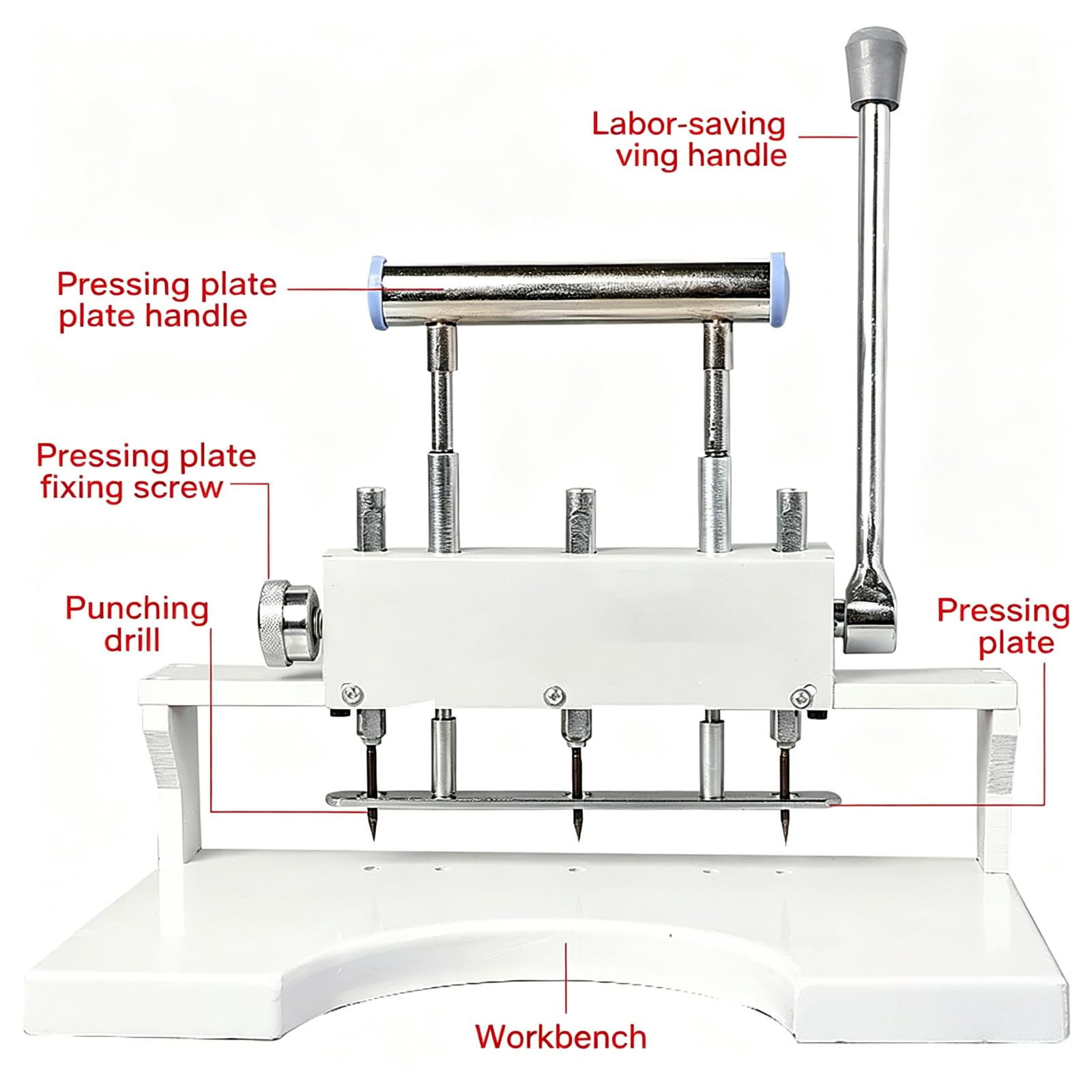 Robuster Locher, 3-Loch-3-Nadel-Bindemaschine, 30 Mm Bohrstärke, Papiereinzugsbreite 310 Mm, Für Archive, Gutscheine, Dokumente, Sammelalbum, Büro- Und Schulbedarf