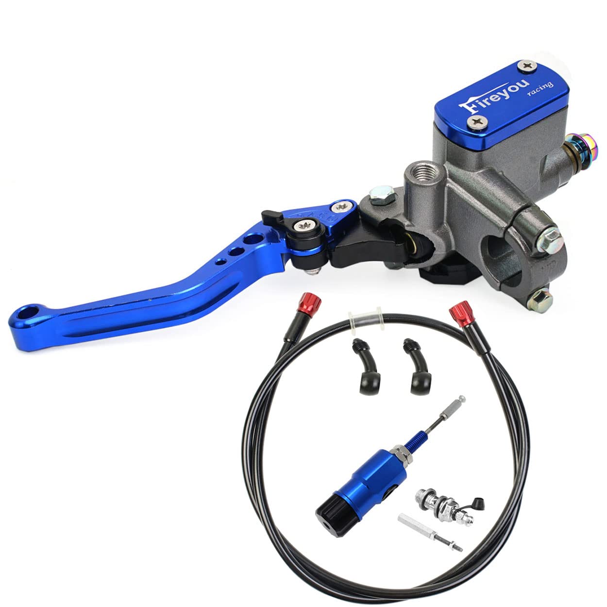 Motorcycle Hydraulic Clutch Lever Master Cylinder Fluid Reservoir Lever For Motorbike 125cc - 250cc Off Road Pit Dirt Bike Motocross ATV Quad Scooter (Blue)