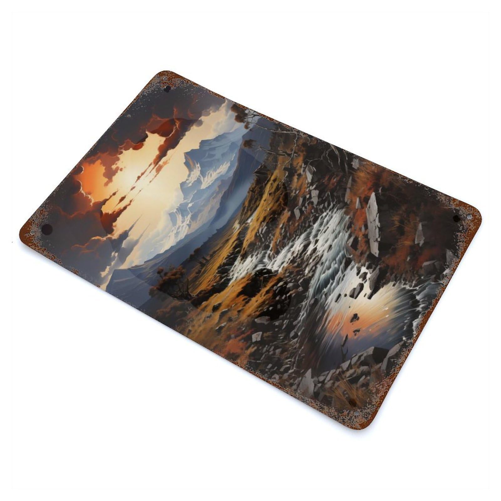 Storm over Patagonia Weathered Tin Sign 11.8"x7.9", Ideal for Shed, Workshop And Garage Wall Decor