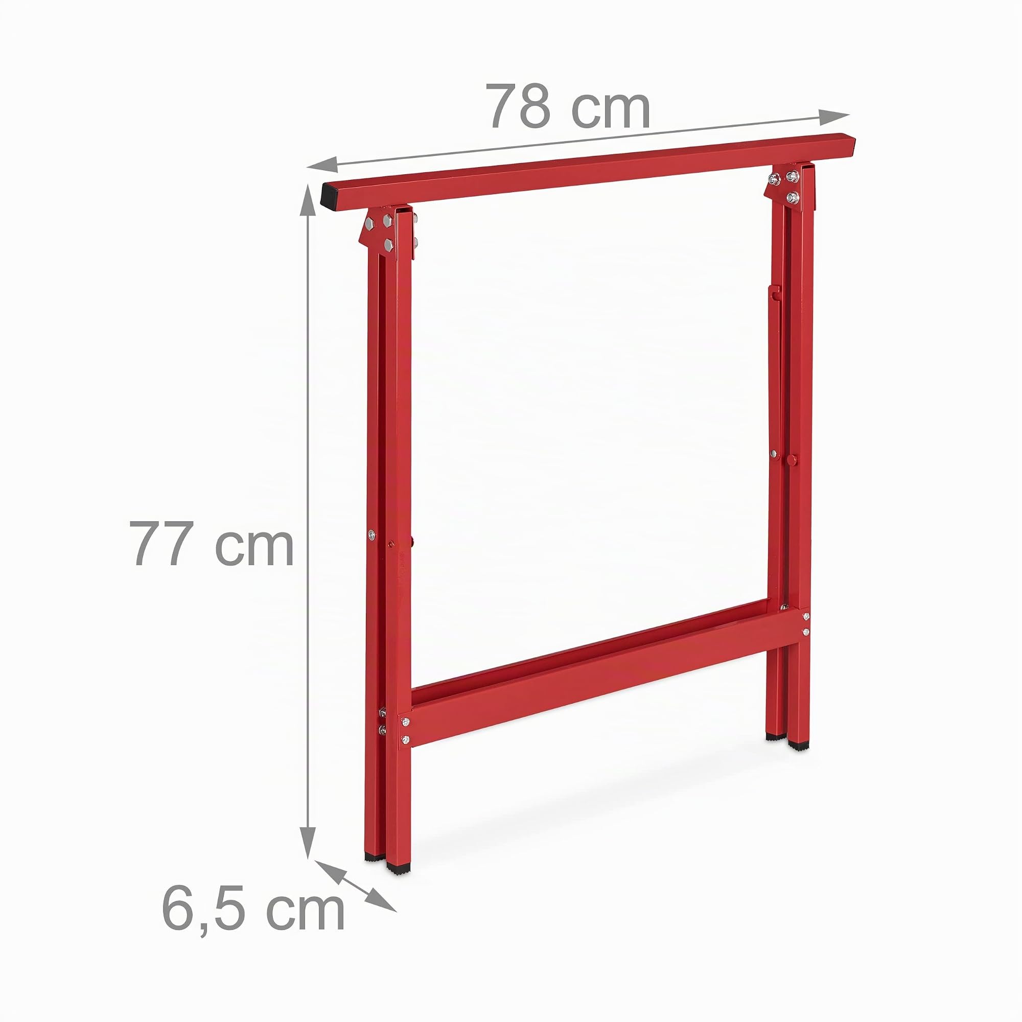 Relaxdays Set da 2 Cavalletti da Lavoro, HLP: 75x78x40 cm, Carico Max. 100kg, Pieghevoli, da Officina, in Acciaio, Rosso