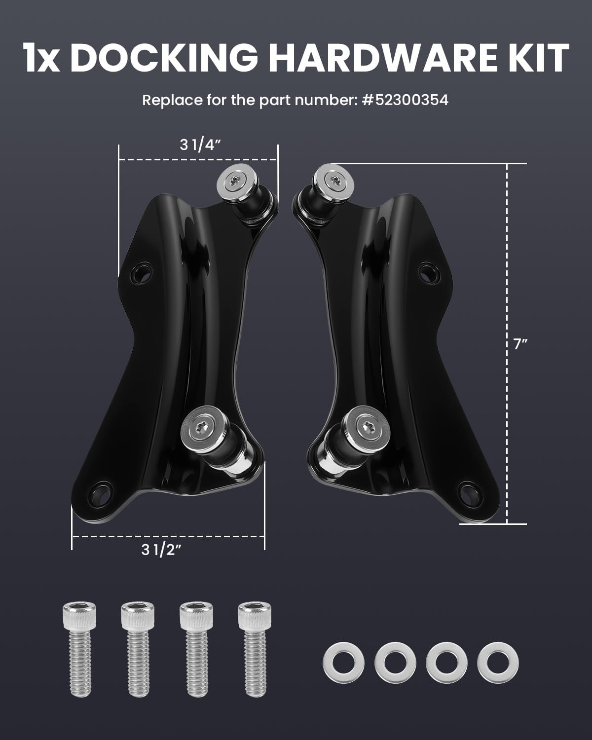 4 Point Docking Hardware Kit Vivid Black Quick Release Hardware for Harley Davidson Touring Street Glide Electra Glide Road Glide Road King 2014-2025, Aunseek