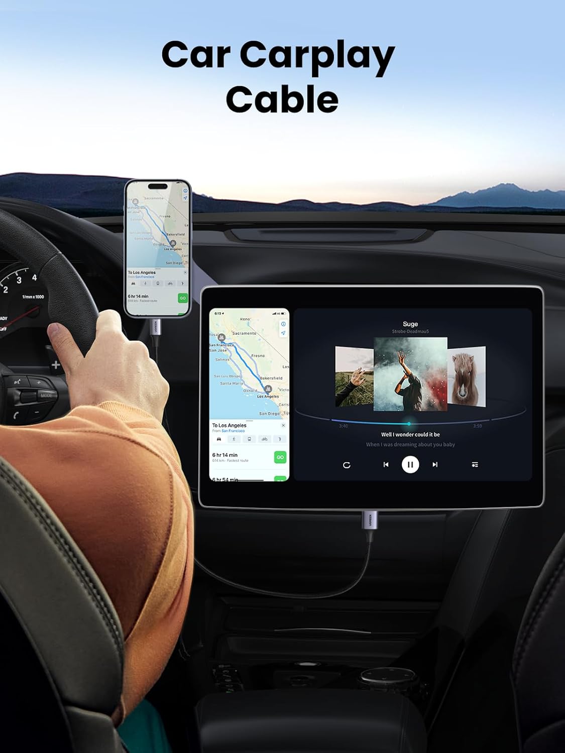 UGREEN 3-Pack USB to USB C Cable, Car Carplay Cable USB A to Type C Cable Fast Charging Braided USB C Cord Compatible with iPhone 17/16 Plus/16 Pro/15, Samsung Galaxy S25/S24, Pixel 10/9, 6.6FT