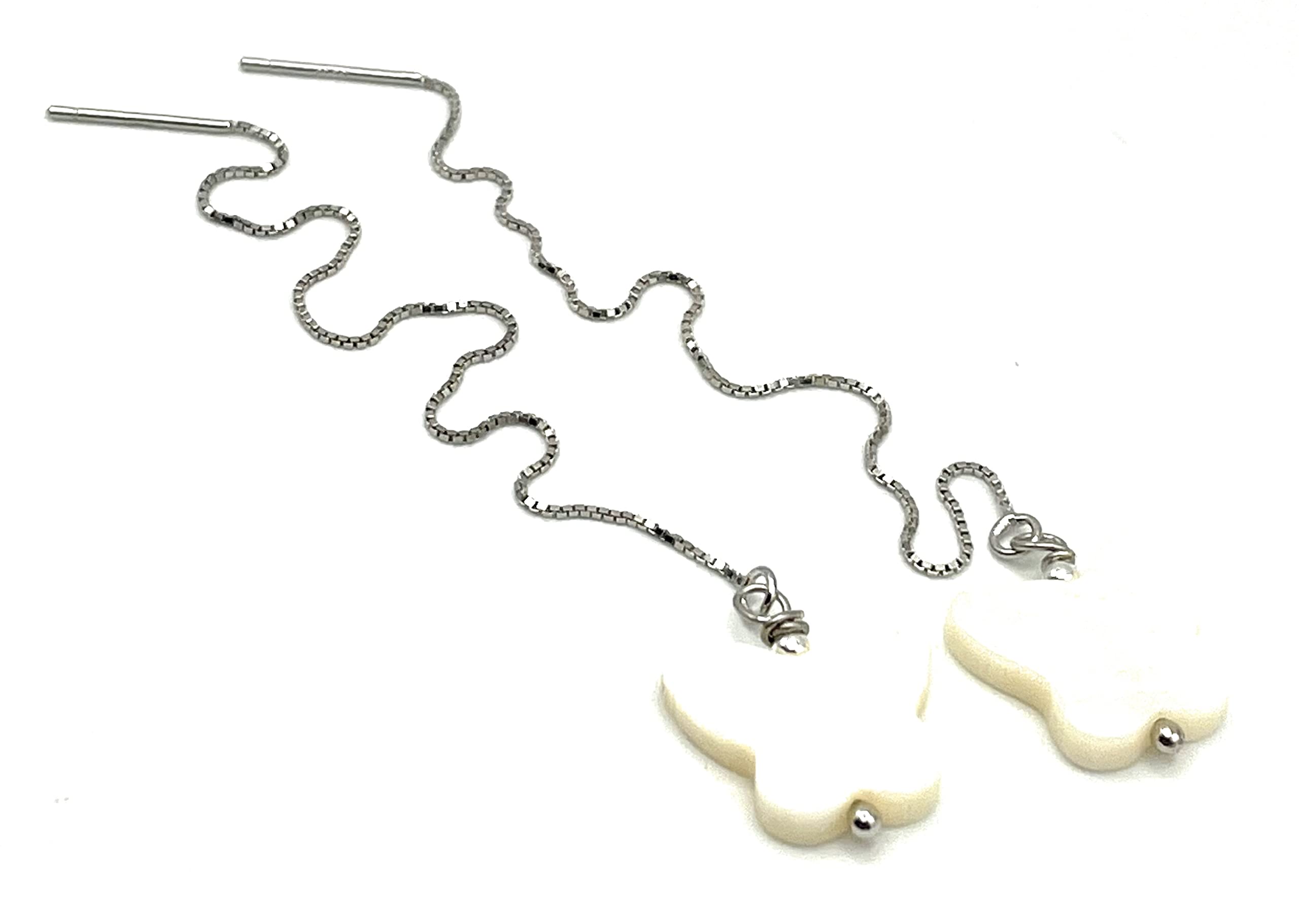 Pendientes de Mariposas Blancas de Nacar, Plata 925, Joyas Artesanales Minimalistas, Piedras Naturales, Regalo para Mujer