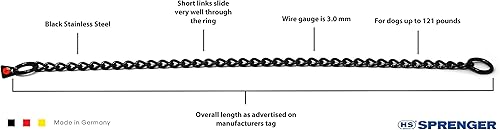 Miniatura 2 de Herm Sprenger Collar de entrenamiento de perro de acero inoxidable negro, cadena antideslizante para perros pequeños, medianos y grandes para un