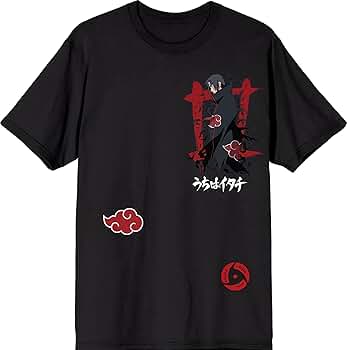 2010's \"NARUTO 暁\" Black Tee Size:L Naruto Shippuden Uzumaki Line Art Men's Black T-shirt-XX