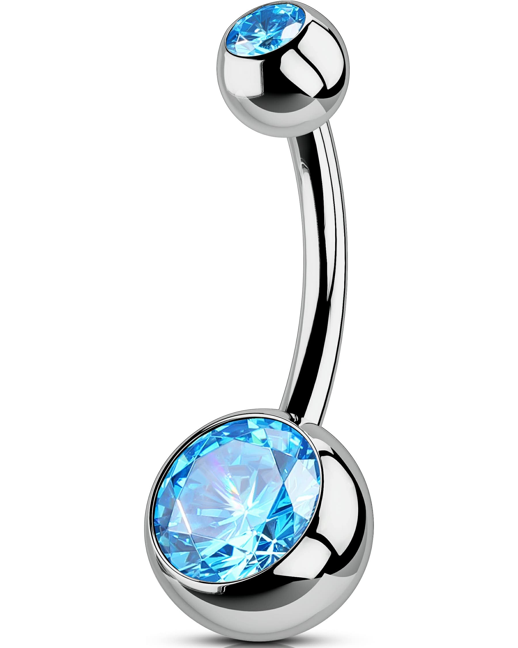 OUFER Body PiercingInternally Thread Belly Button Bars G23 Solid Titanium Belly Bars 14G Navel Piercings CZ Navel Bars Belly Button Piercing Ring