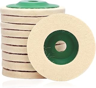 10PCS 4 Inch Wool Polishing Wheel Disc, Round Wool Felt Buffing Wheel Pad for 100 Angle Grinder, Buffing Buffer Bore Dia 17mm Polishing Disc for Car Wax Metal Marble Wood