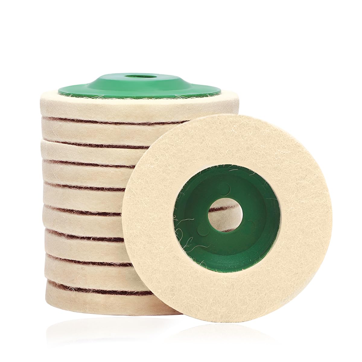 FSTURIOS 10PCS 4 Inch Wool Polishing Wheel Disc, Round Wool Felt Buffing Wheel Pad for 100 Angle Grinder, Buffing Buffer Bore Dia 17mm Polishing Disc for Car Wax Metal Marble Wood