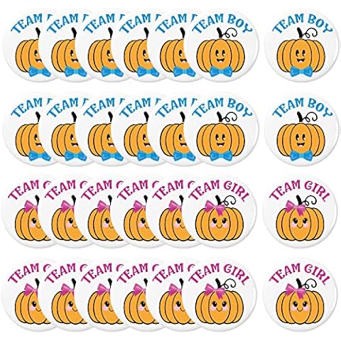 40 Pieces Halloween Thanksgiving Pumpkin Gender Reveral Button Pins Pumpkin Baby Shower Button Pins for Fall Halloween Thanksgiving Reveal Parties and Baby Showers Decorations Cover