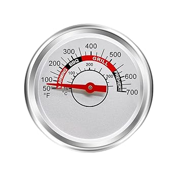 Hiorucet Grill Thermometer Heat Indicator Replacement for Brinkmann 810-3660-S, Charbroil 463241113, 463449914, 463446015 Models, 2 3/8 Inch Smoker Temperature Gauge with Fahrenheit.