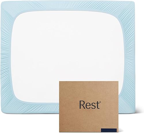 REST Evercool+ Sábana bajera ajustable, tamaño Queen, azul claro, 15 pulgadas de profundidad (hasta 18 pulgadas), ropa de cama transpirable para