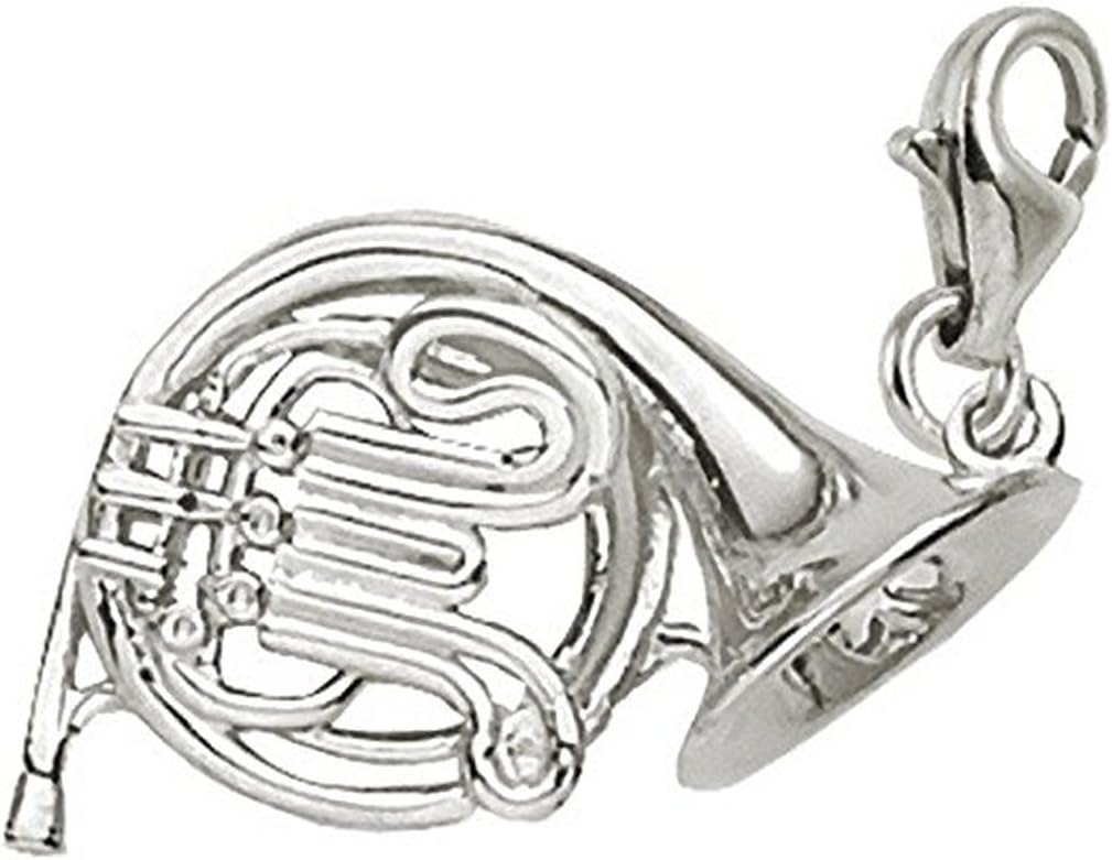French Horn Charm with Lobster Claw Clasp, Charms for Bracelets and Necklaces
