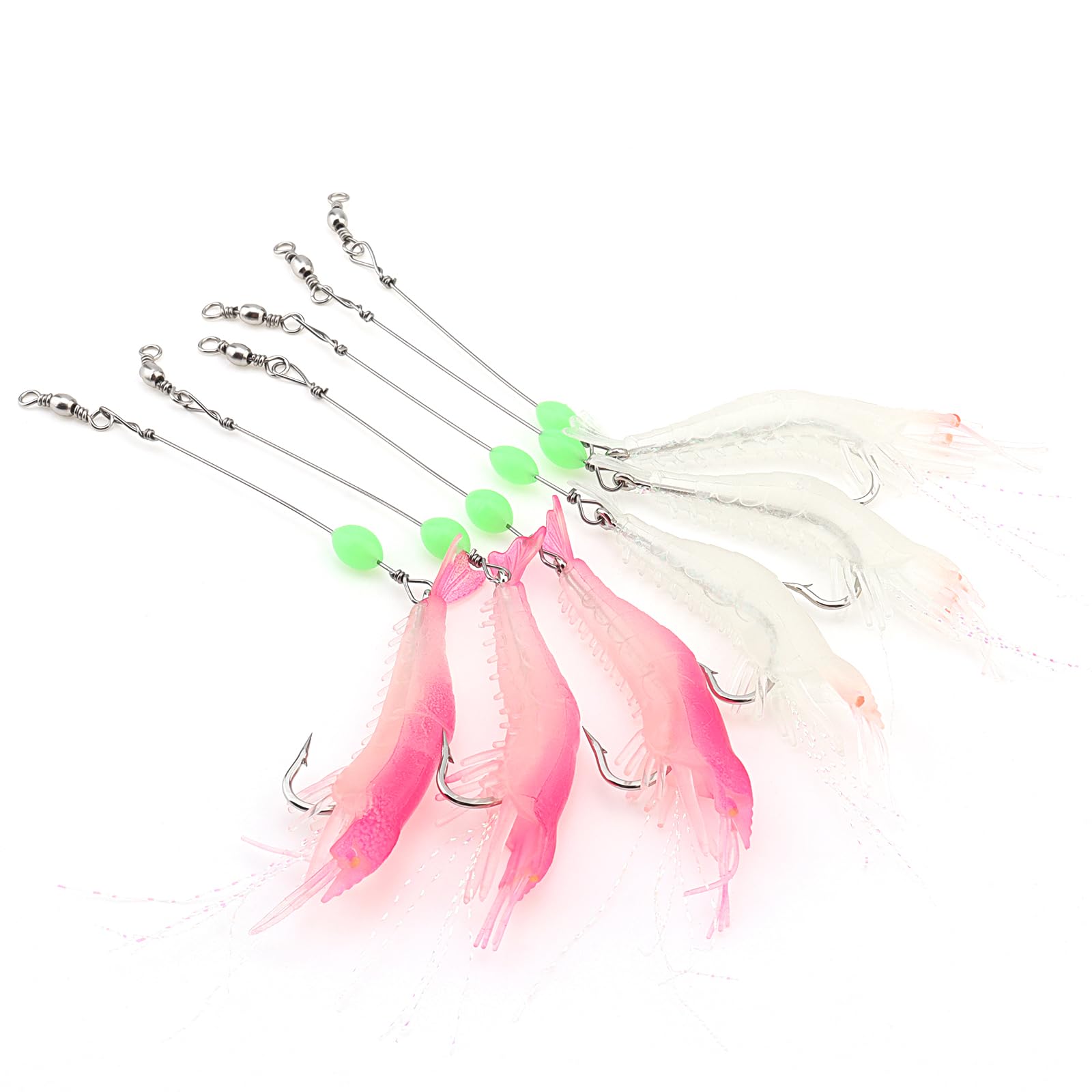 Esche da pesca in acqua salata esche per gamberetti, esche luminose e morbide per gamberetti, esche artificiali in silicone con ganci per trota, spigola, salmone