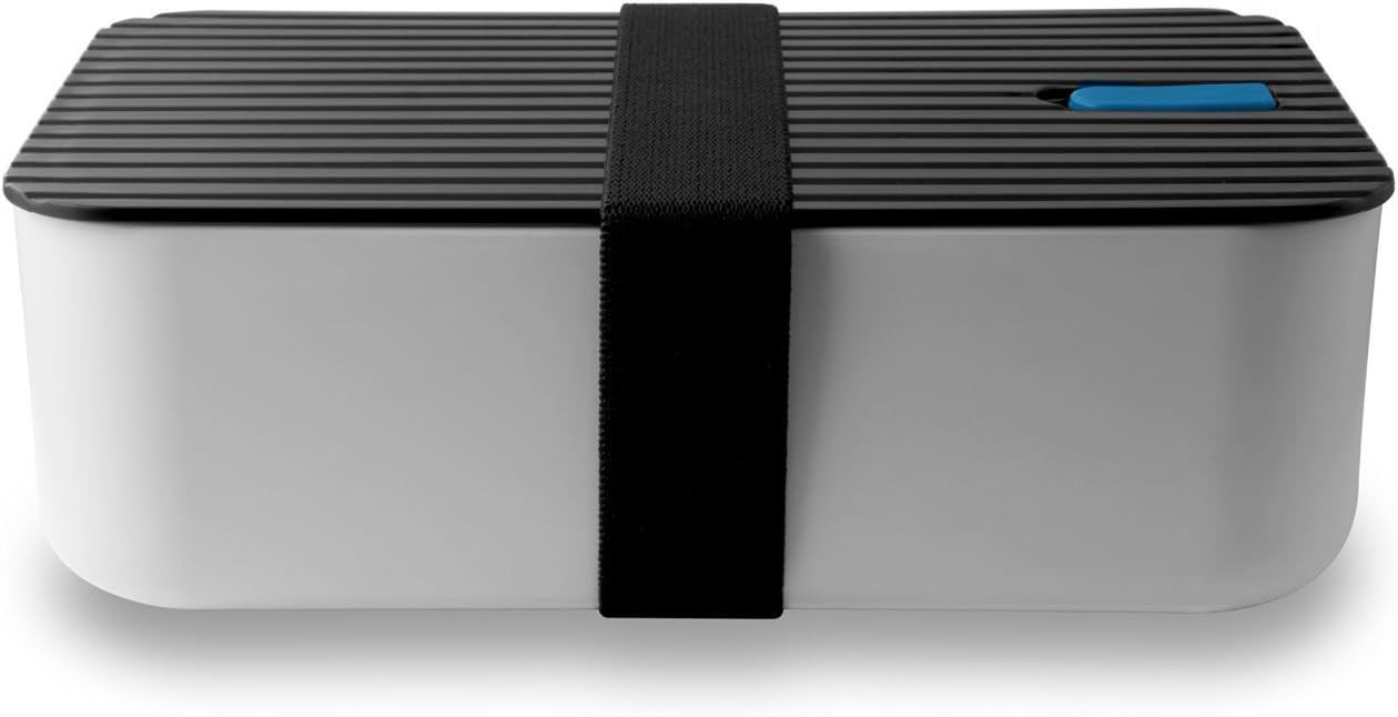 Leox Children's Lunch Box / Bento Box / Storage Container with Divider / 2 Compartments, for To-Go Food white-blue