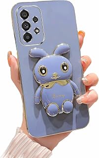TTVV Rabbit Stand Case for Samsung Galaxy A32 4G,Electroplated Soft TPU Protective Slim Shockproof Cover with Cute Bunny Holder Kickstand