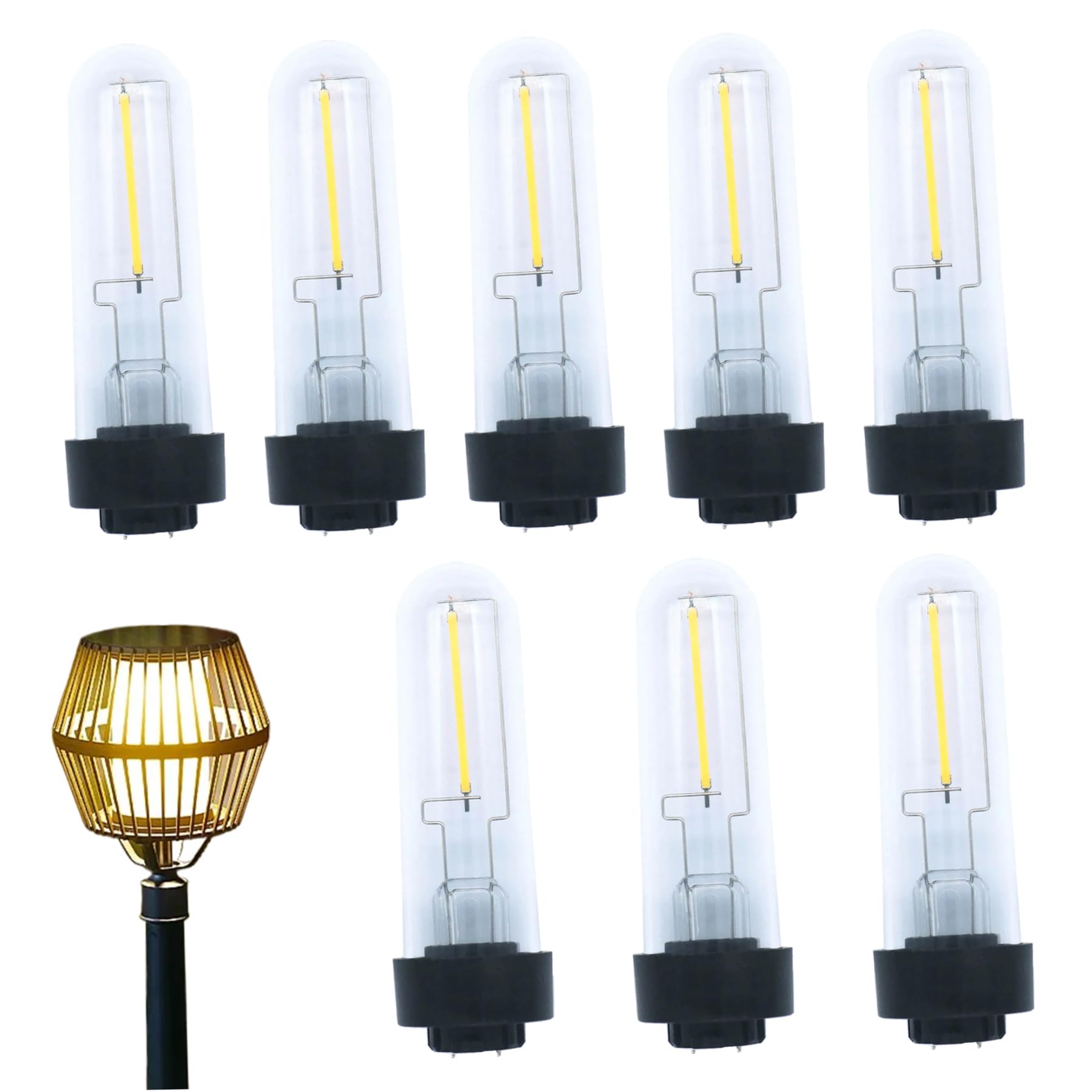 8Pcs Solar Light Bulb Replacement Clear Plastic LED Filament Low-Voltage 3V Garden Solar Light Bulb Replacement for Outdoor Patio Garden, Warm White, Bulbs for Outside