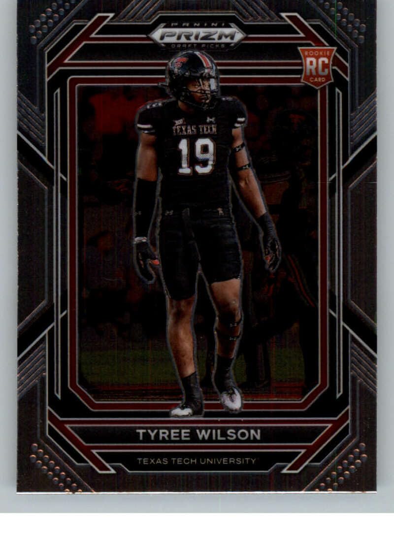 2023 Panini Prizm Draft Picks #164 Tyree Wilson Texas Tech Red Raiders RC Rookie Card Official NCAA Football Card in Raw (NM or Better) Condition