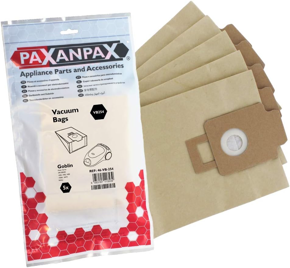 Paxanpax VB254 Compatible Paper Bags Goblin Aztec 340, 342, 344, 345 Series (Pack of 5)