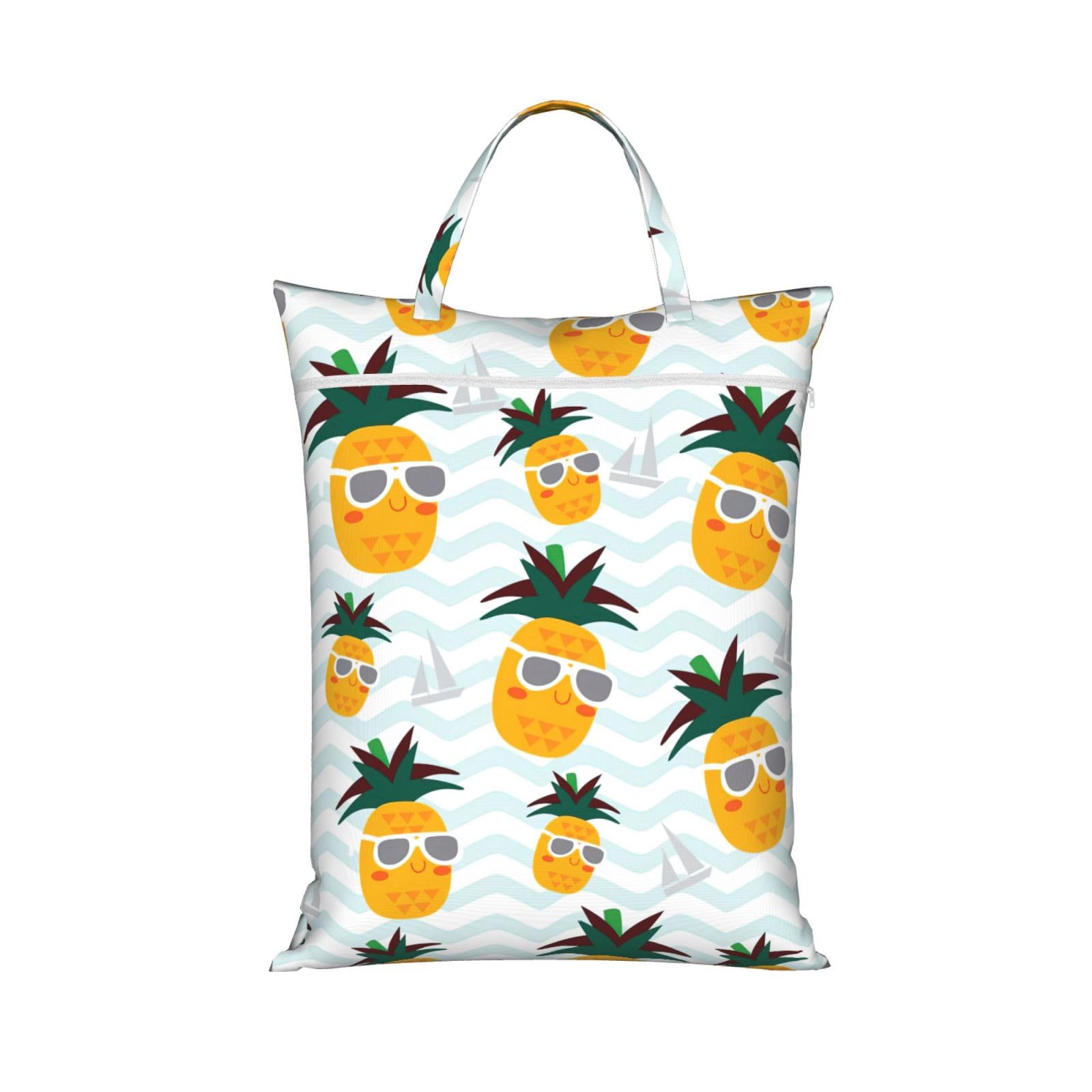Pphgut 1 Pc Cute Pineapple Print Travel Laundry Bag Portable Dirt Clothes Bags Daily Hiking Camping Vacation