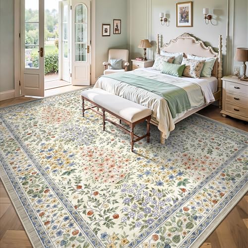Tapete decorativo 8x10 Beige Floral Boho miniatura 3