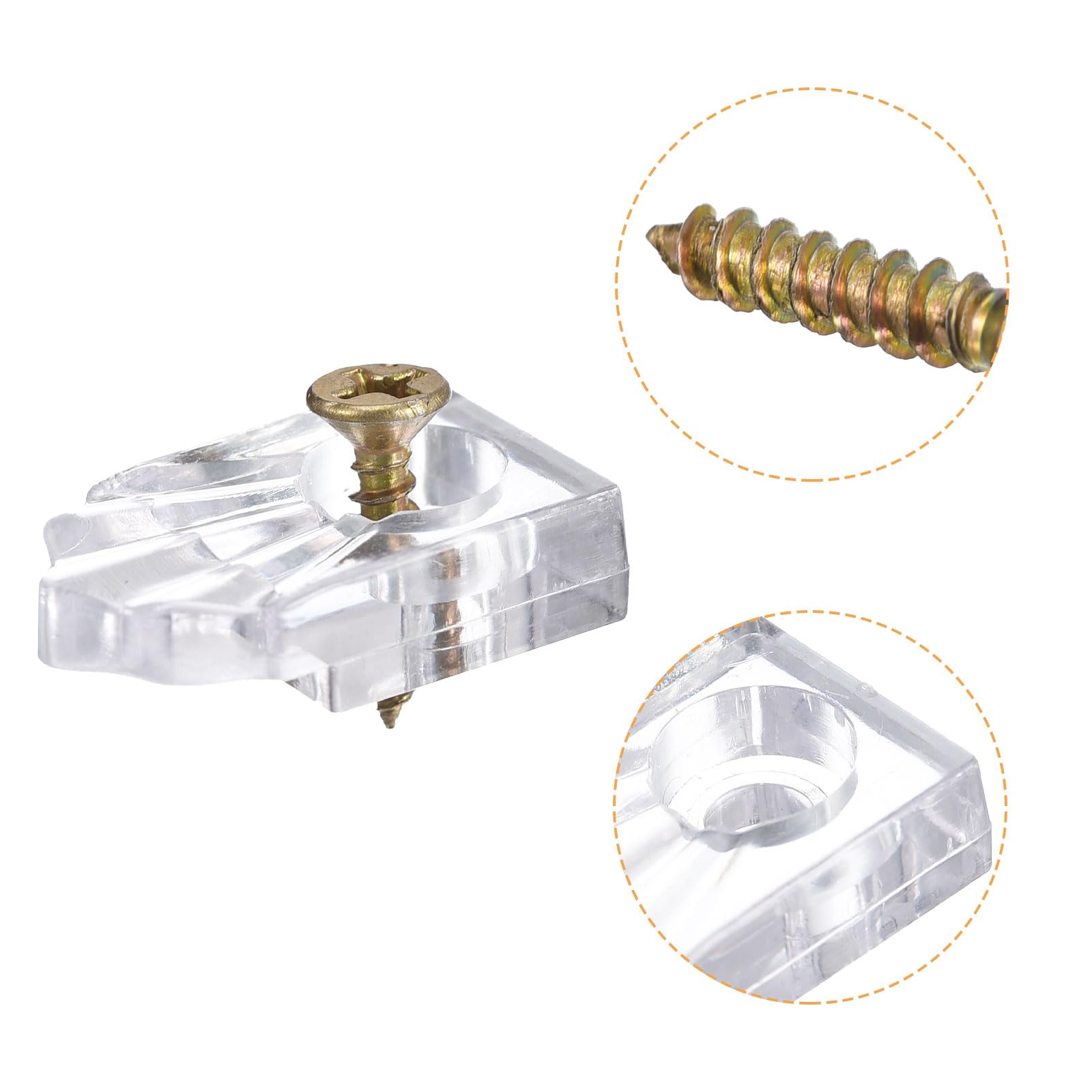 DOITOOL 20-Piece Glass Door Retainer Clips With Screws – Plastic Window Screen Clips For Glass, Mirrors, Cabinet Doors, Clear