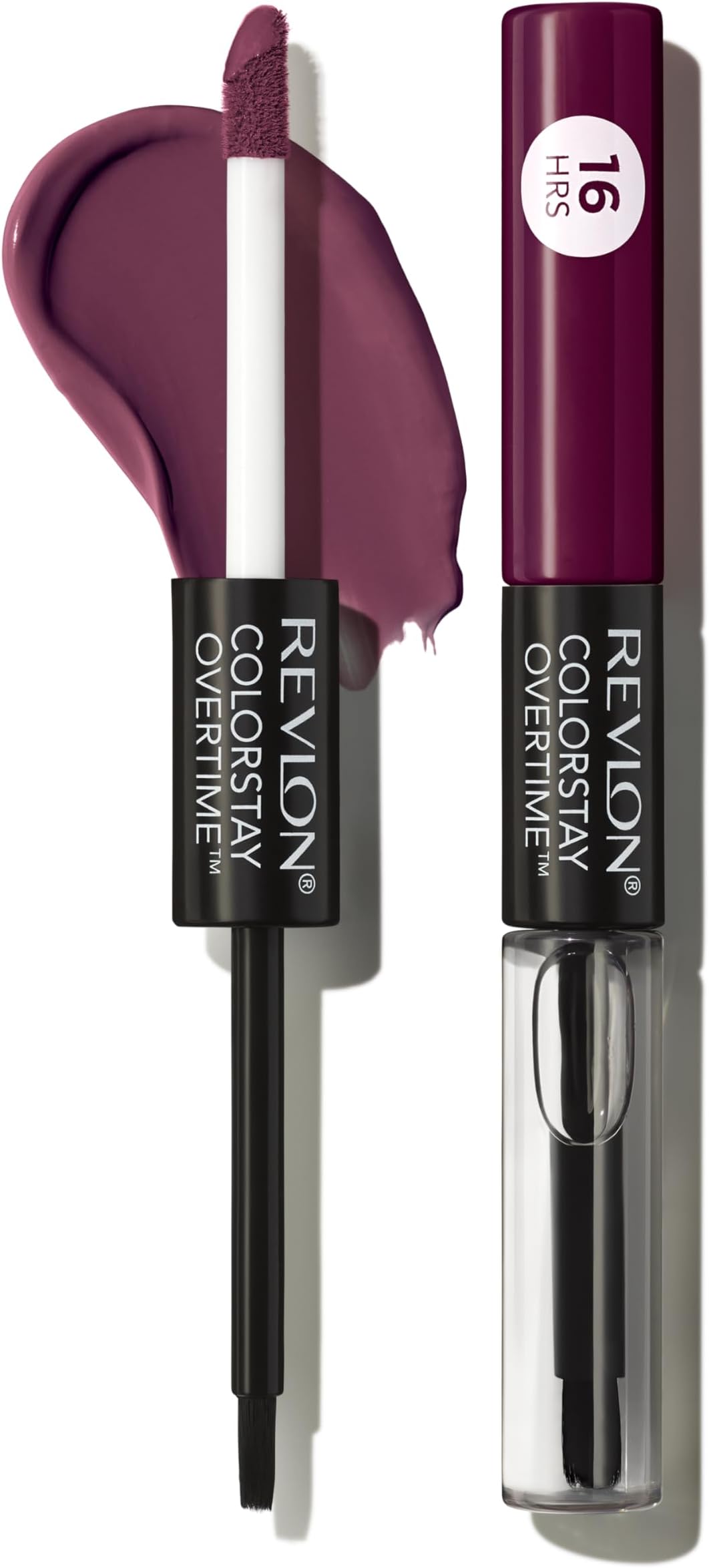Liquid Lipstick with Clear Lip Gloss, ColorStay Overtime Lipcolor, Dual Ended with Vitamin E, 500 Limitless Black Cherry, 0.07 Fl Oz