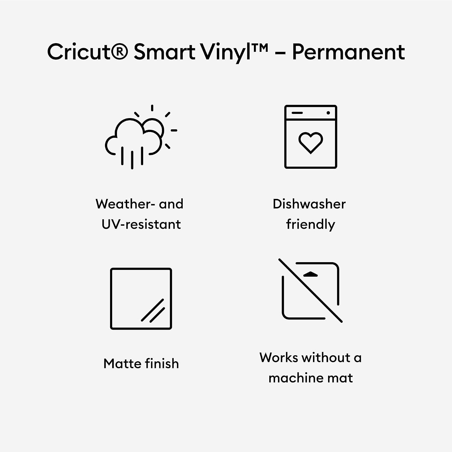 Cricut Smart Vinyl– Permanent - Black (25 in x 5 ft) - Compatible with Cricut Venture
