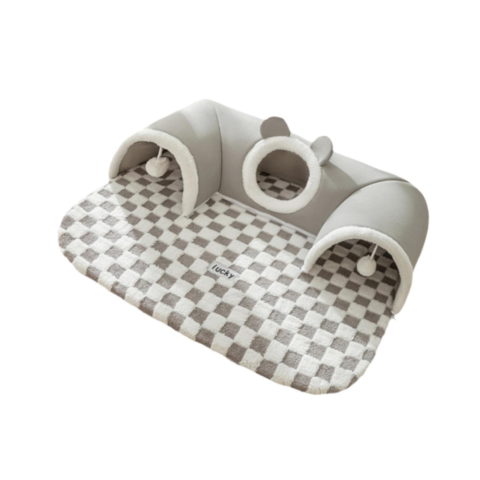 F Fityle Lit Tunnel pour Chat Tube pour Chat avec lit Tunnel Amovible pour Petits Animaux Centre d'activités pour Chat Interactif pour Hamster Chats, Gris L
