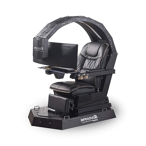 Silla de cuero genuino Imperatorworks IW R1 Silla de estación de trabajo de juego con masaje para uso en casa y oficina, soporte para tres monitores totalmente motorizado