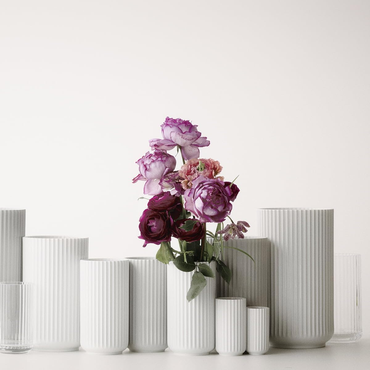Lyngby Porcelaen Ribbed Porcelain Vase | White | 4.9 Inch
