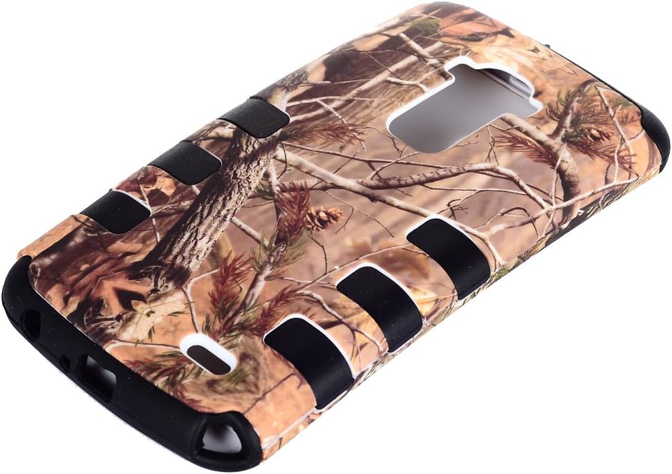 Route66 TUFF HIGH PROTECTOR Armor Rugged Shockproof Dirtproof Hybrid Case for LG G FLEX black rubber with brown real Tree Mossy Oak Camouflauge hard cover