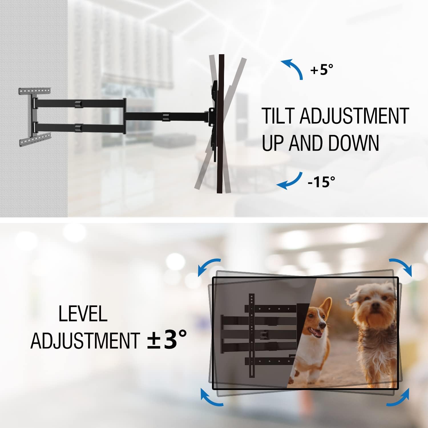 Ginkgo Long Arm Articulating TV Wall Mount for 37-75 Inch TVs, 47' Extra Long Full Motion Mount, Corner Swivel & Tilt Fits, Max VESA 600x400mm, 99 lbs. Loading, 16',18' Studs