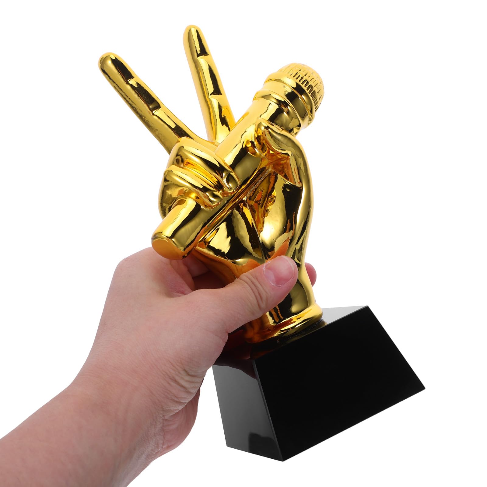 MAGICLULU Microfono per Feste a Tema Musica Decorazione Unica Coppa Oro in Resina Idea Regalo Speciale per Premi Musicali e Cerimonie Aziendali per Cantanti